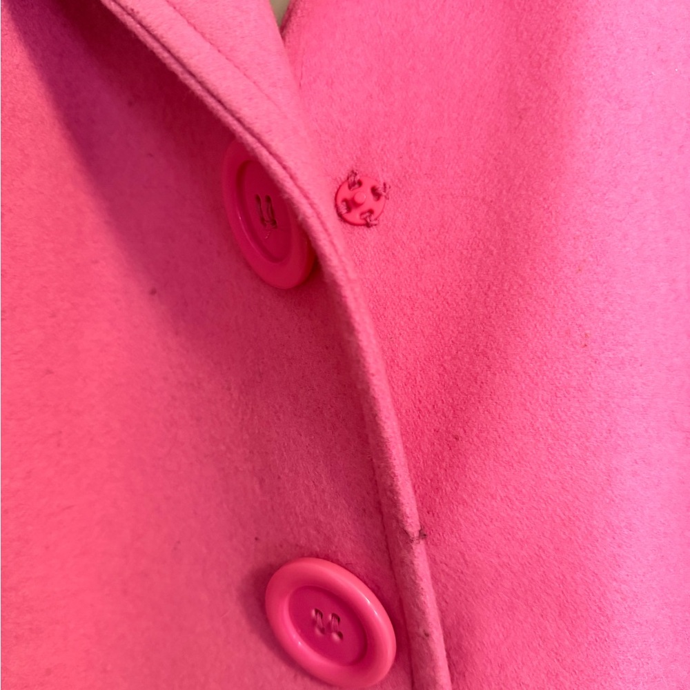 Tulle Pink Pea Coat Jacket Size L Fits S/M Wool Blend - Picture 4 of 10